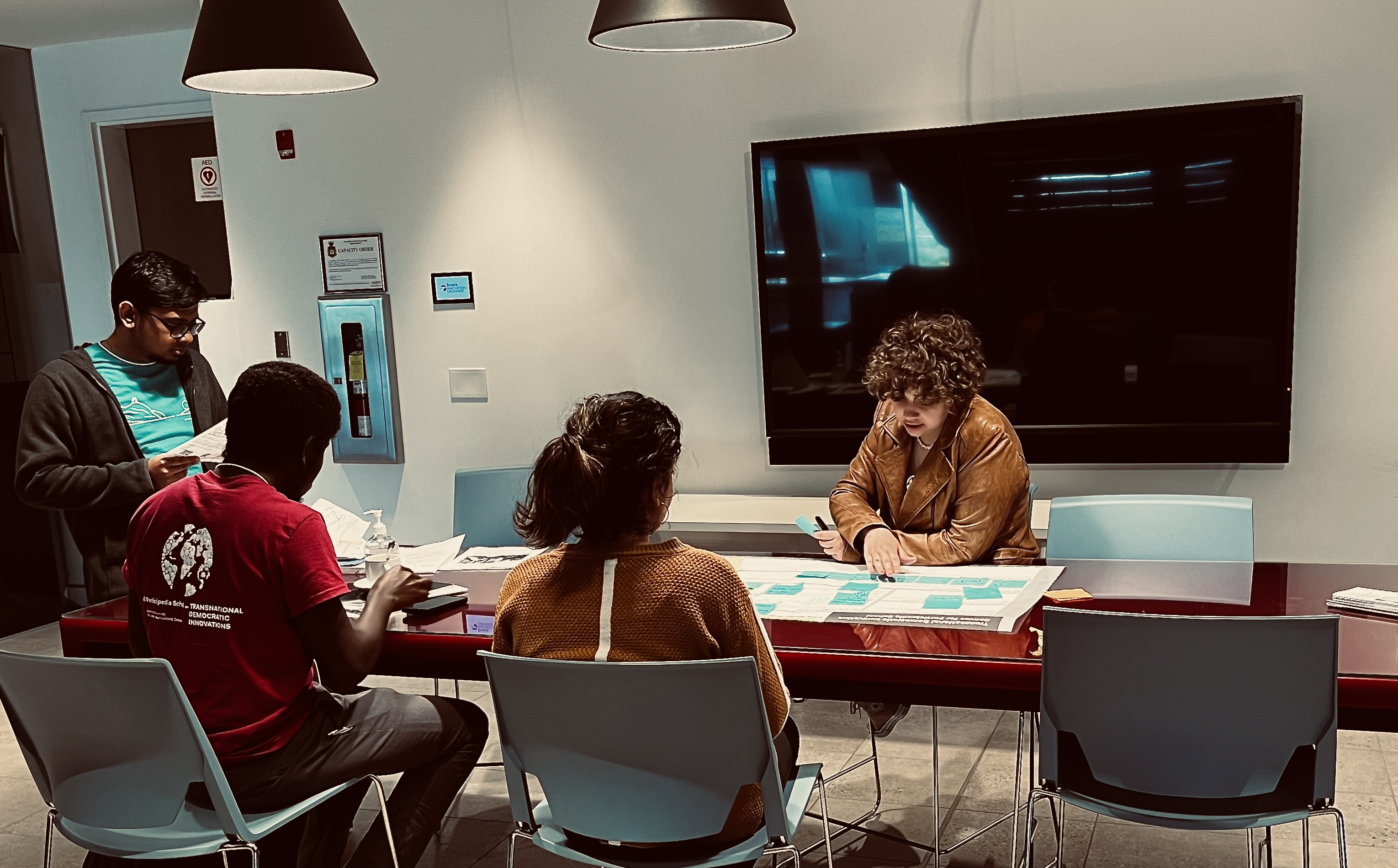 A group of students doing group work